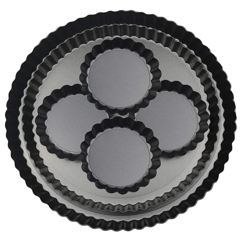 

Mini Tart Pans With Removable Bottom Quiche Pan With Non-Stick Coating, Rugged Carbon Steel, Pie Pan For Cooking Party