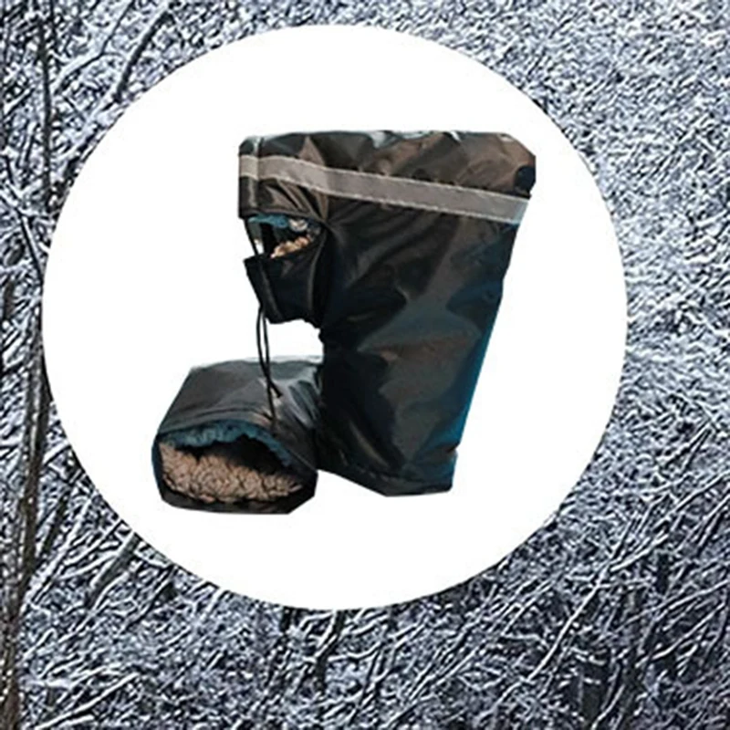 1Set Winter ATV Motorcycle Handlebar Gloves Windproof And Snowproof Scooter Handle Down Protective Cover Black