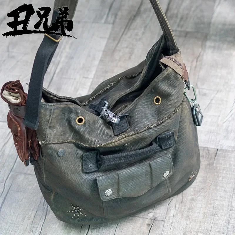 Сумка через плечо для езды на мотоцикле масляная вощеная износостойкая холщовая