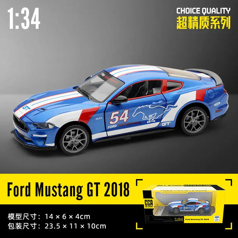 

1:34 Ford Mustang GT 2018 Muscle Car Alloy Car Toy Car Metal Collection Model Car Sound and light Toys For Children