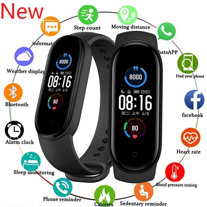 

M5 Smartwatch Men women blood pressure heart rate monitor Waterproof Sports fitness pedometer bracelet For IOS Xiaomi PK M6 Y68