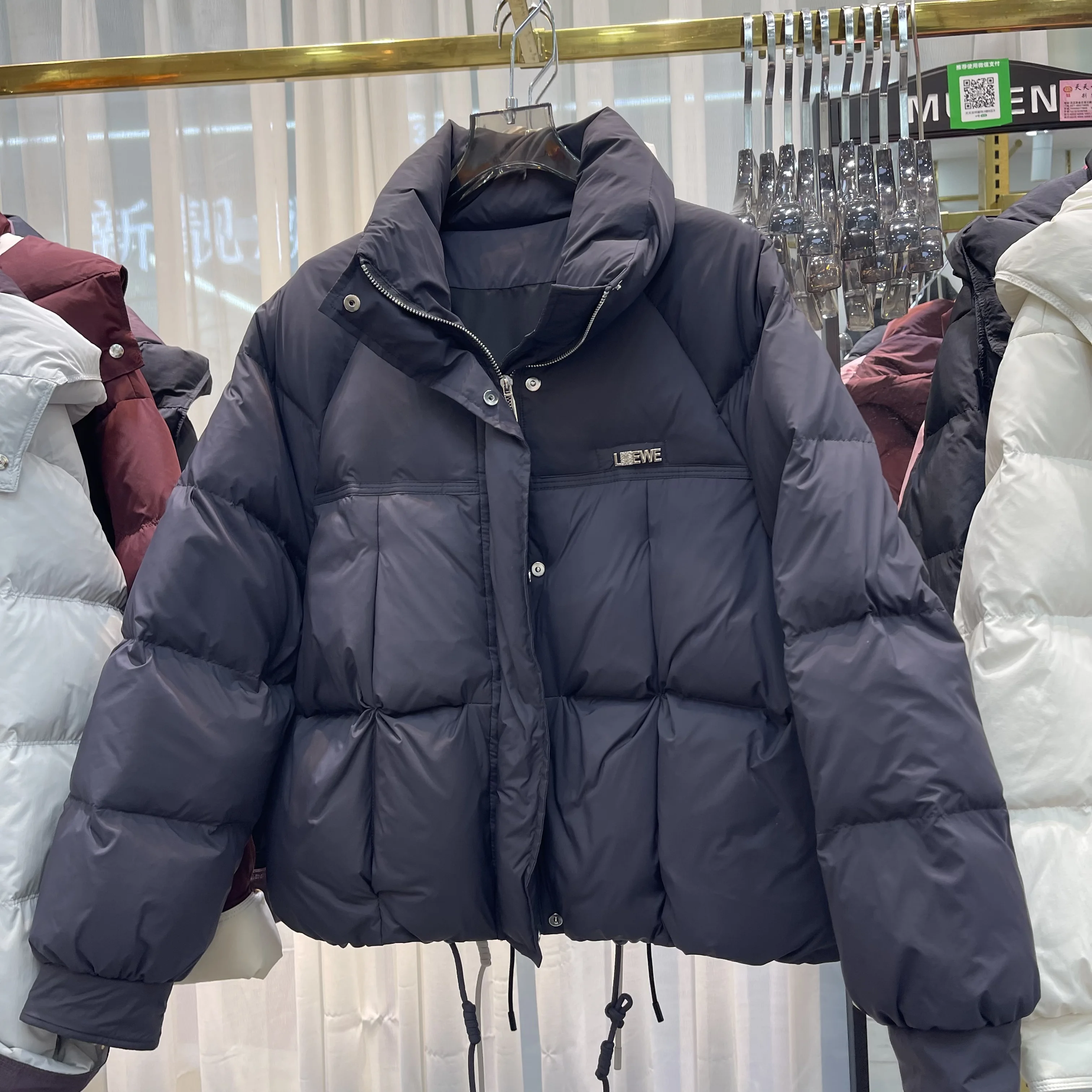 Design Sense Small Stand Collar Short Down jacket Women 2024 Winter New Western Sle High end Korean Loose down Coat