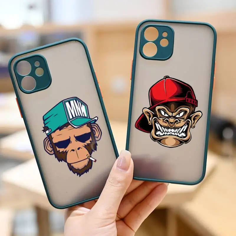 

Animal art panda gorilla bear Phone Case For iPhone 13 12 11 Mini Pro XR XS Max 7 8 Plus X Matte transparent Back Cover