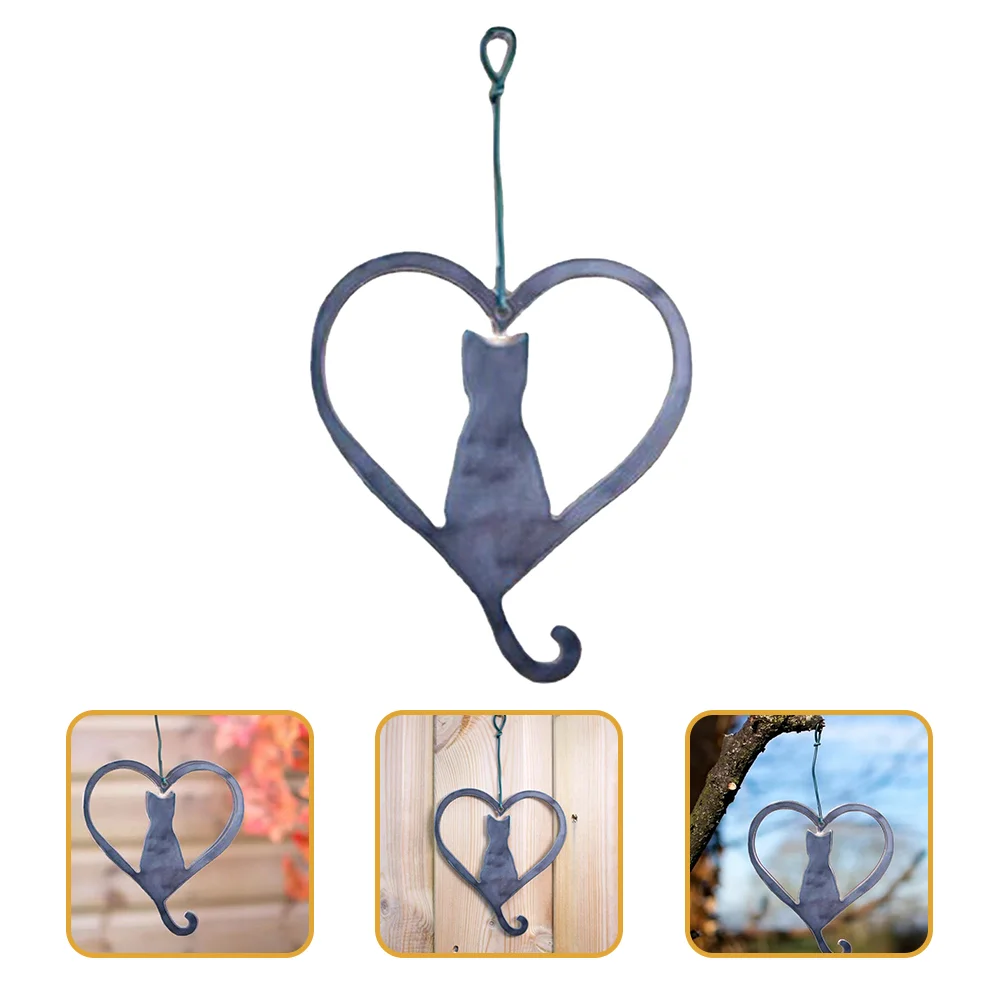 

Iron Cartoon Cat Pendant Garden Fence Hanging Decor Novel Outdoor Hanging Ornament