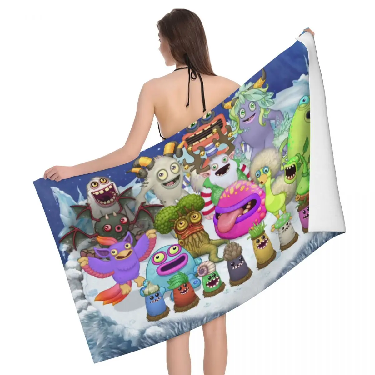 

My Singing Monsters Cold Island Acapella Beach Towel Quick Drying Video Game Soft Linen Microfiber Bathroom Sauna Towels