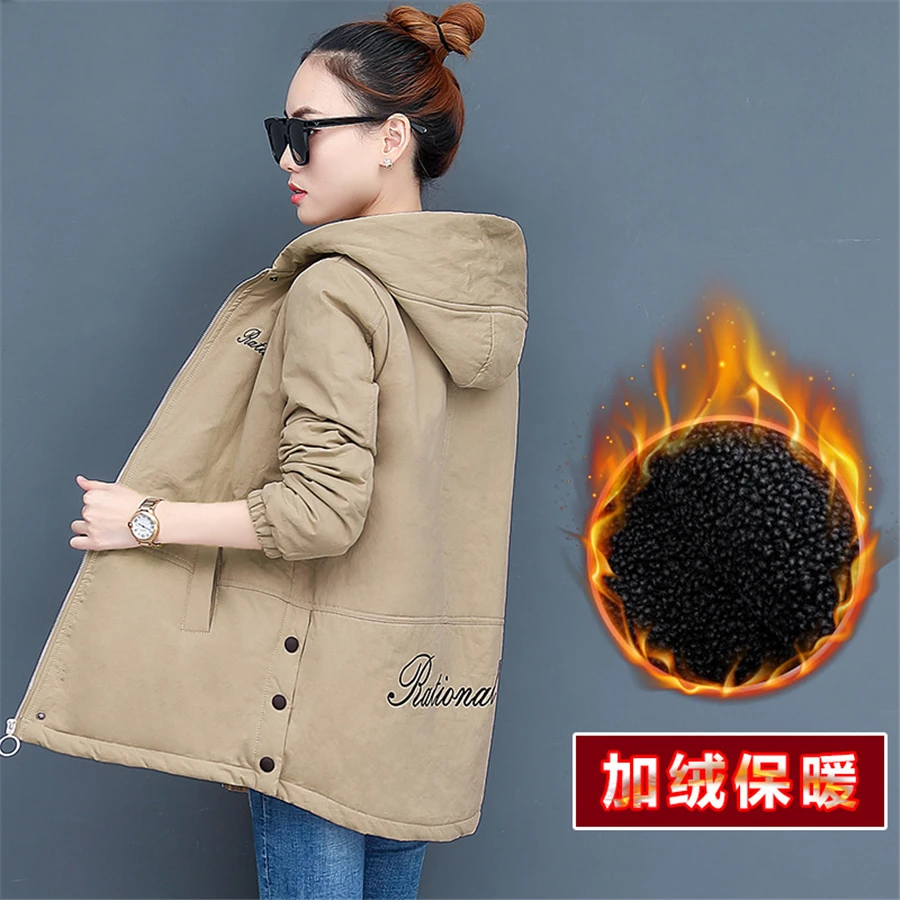 Hooded Mid-length Thicken Fleece Lined Parkas Oversized Winter Women Warm Coat Loose Trenchcoat Snow Jacket Windbreaker Outwear