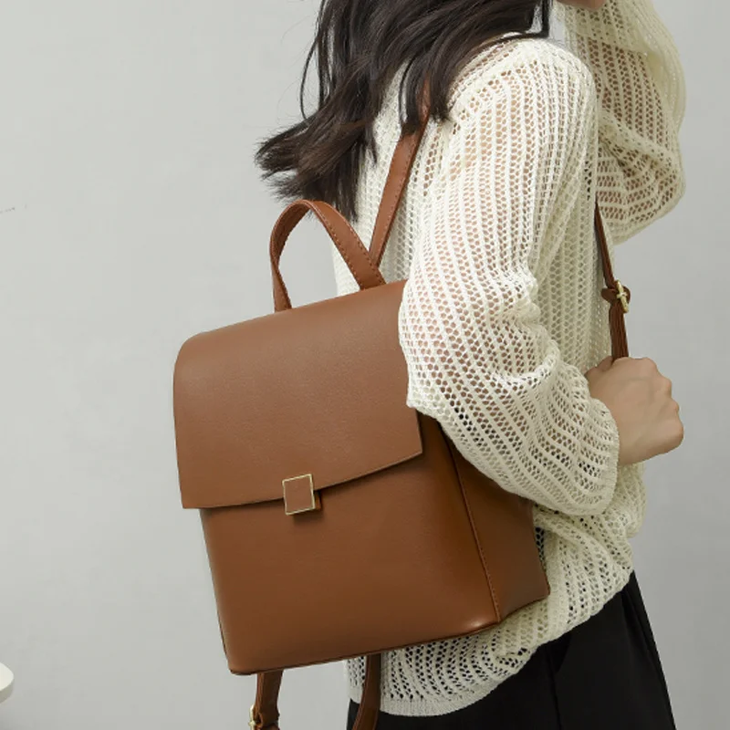 

Women High Quality Leather Backpacks Vintage Female Shoulder Bag Sac A Dos Travel Ladies Fashion Bagpack Mochilas Bags for Girls