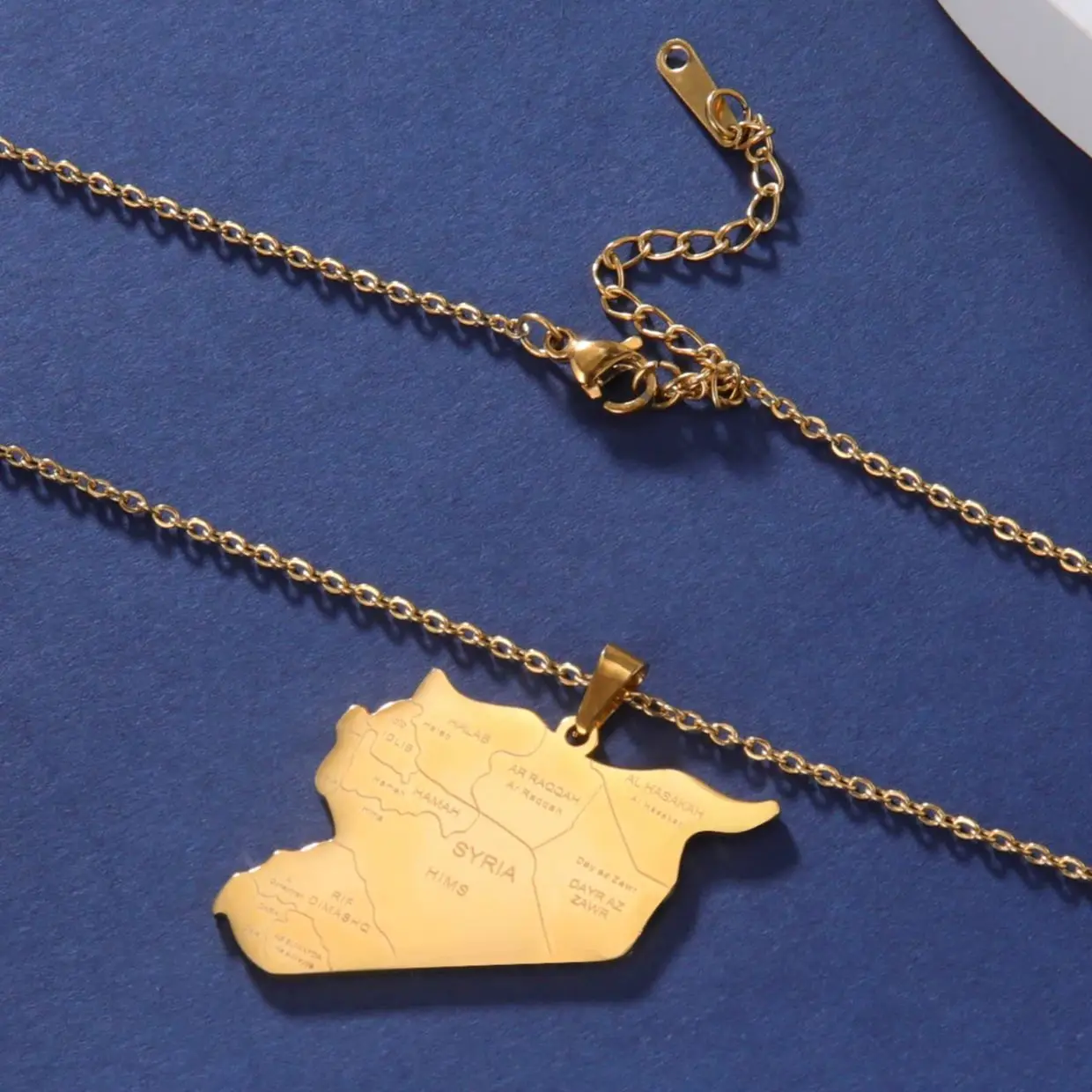 LIKGREAT карта Сирии сердце кулон ожерелья из нержавеющей стали модное колье сирианы