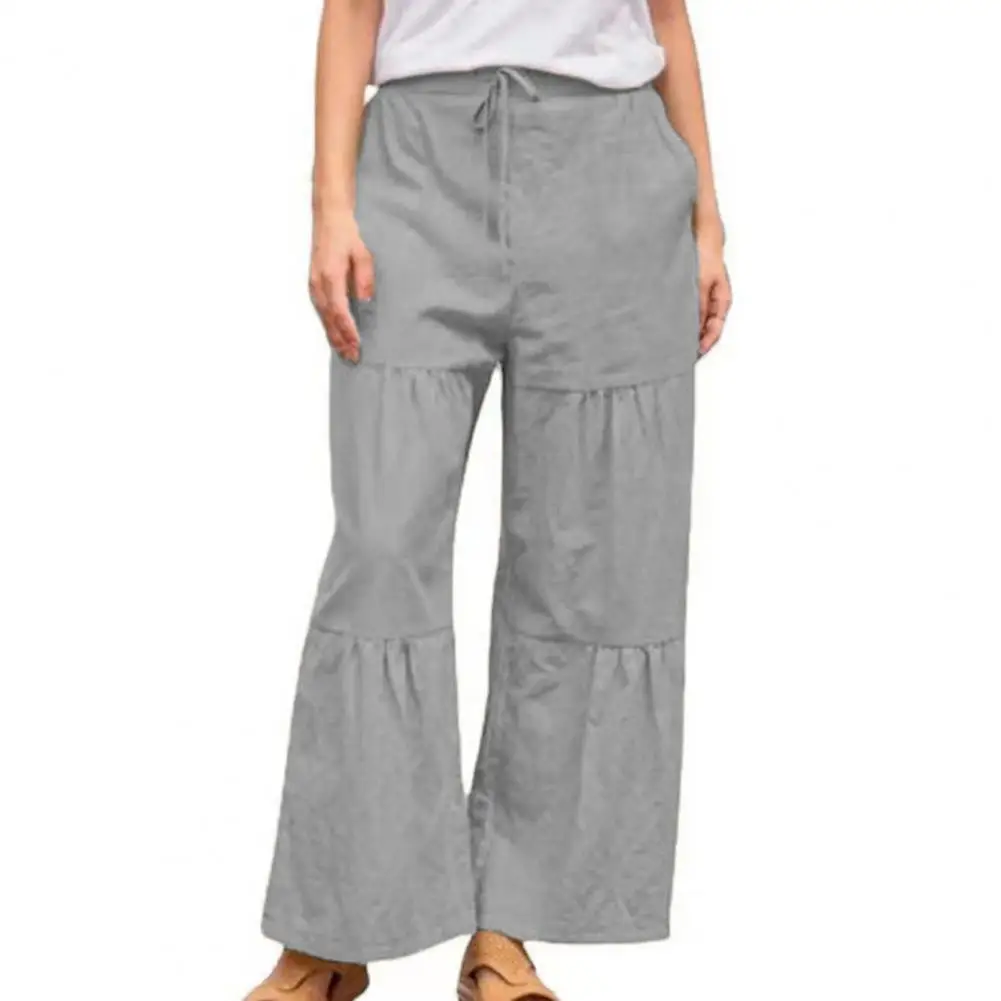 

Женская одежда Ele-Choice, Женские однотонные брюки со средней талией, Осенние повседневные брюки с широкими штанинами, женские брюки