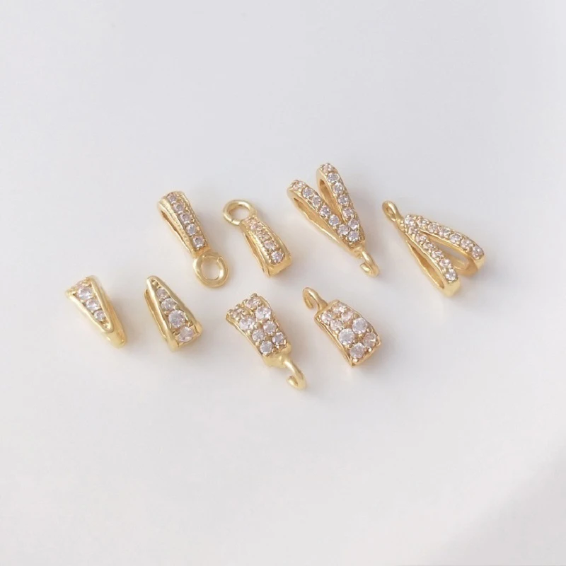 

10pcs Gold Zircon Melon Seed Buckle Diy Necklace Hanging Buckle Pendant Buckle Jewelry Accessories