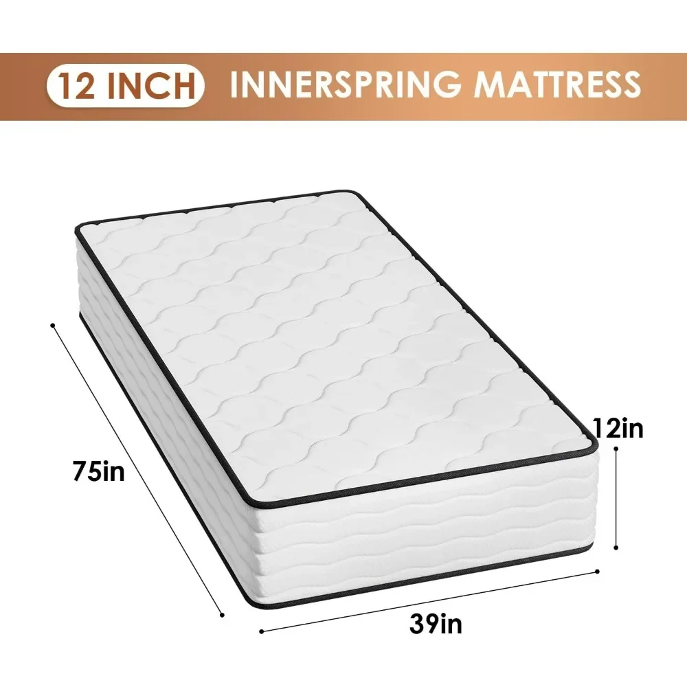 12-дюймовый матрас с внутренней пружиной в коробке бамбуковым угольным гелем из