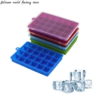 silicone world 24 grids silicone ice cube mold trays with lids icecream cold drinks whiskey cocktails kitchen tools ice mold