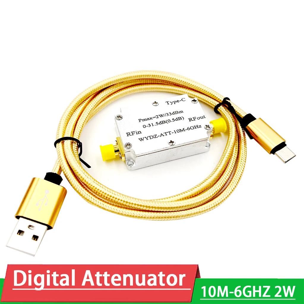 

DYKB ATT 10M-6GHZ 2W Digital attenuator step 0.5DB 0-31.5 CNC range FOR HAM radio Receiver IF Frequency TYPE-C power