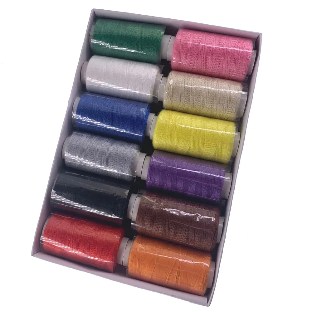 

12 шт. катушки, разноцветные Полиэстеровые нитки, маленький рулон 402 ниток, подходящие для машинной швейной нитки для домашней рукоделия