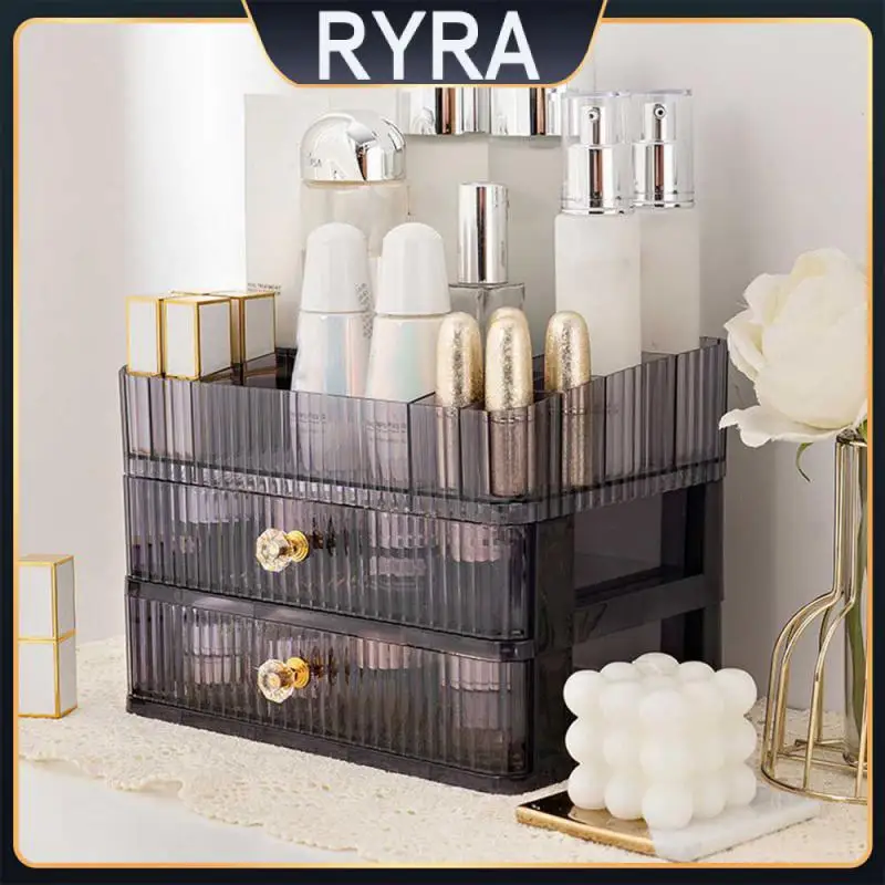 

Бытовая полка для хранения Прозрачная/фиолетовая Пыленепроницаемая Многоуровневая органайзер для макияжа настольная коробка для хранения Органайзер для хранения косметики