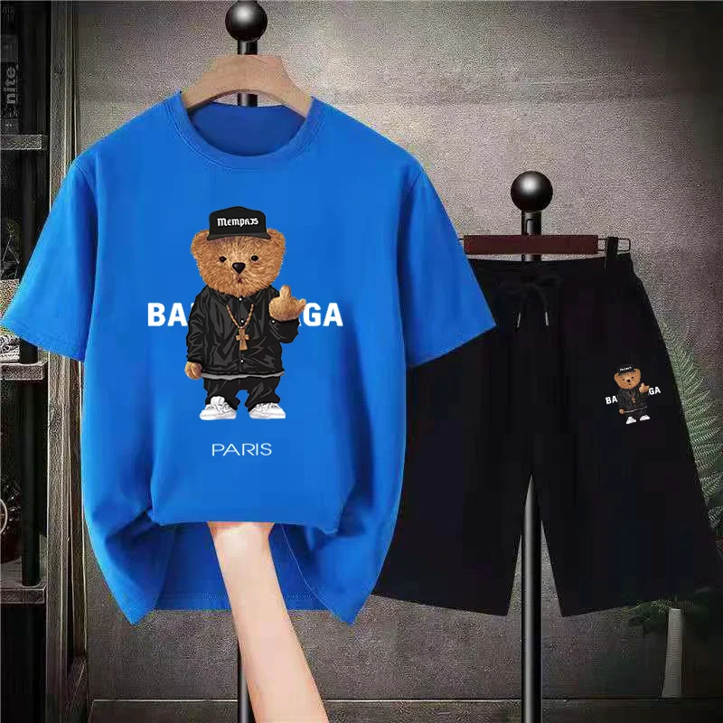 Fashion Bear Mens Luxury Short Sets Oversized Cotton Summer Suits Quality Anime Tees Shorts Outfits France Design T-Shirts Tops