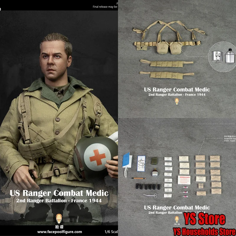 

FP010 1/6 Man Soldier US Ranger Combat Medic WWII 2nd Ranger Battalion Original Military 12" Full Set Collectible Action Figure