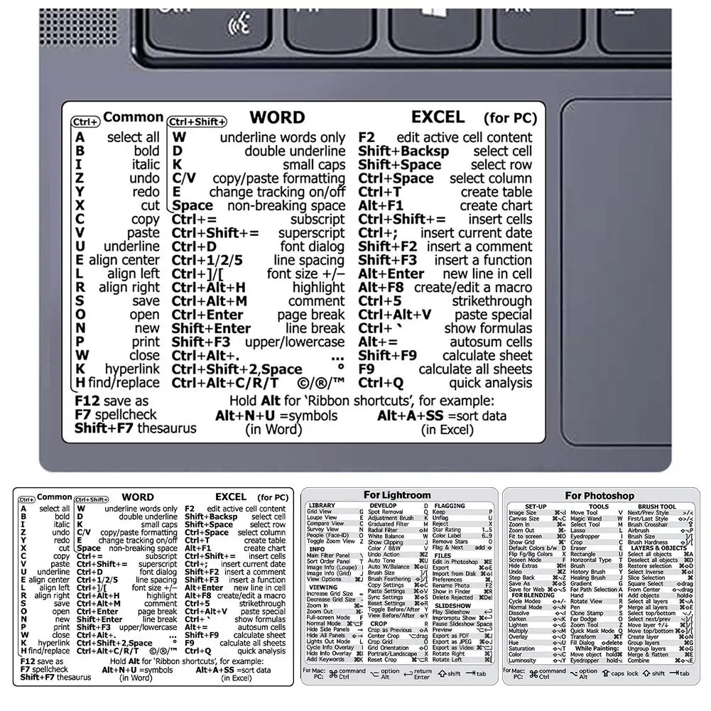 Shortcut Sticker For Apple Windows PVC Computer Reference Keyboard Shortcut Sticker For Photoshop/Lightroom J6H7