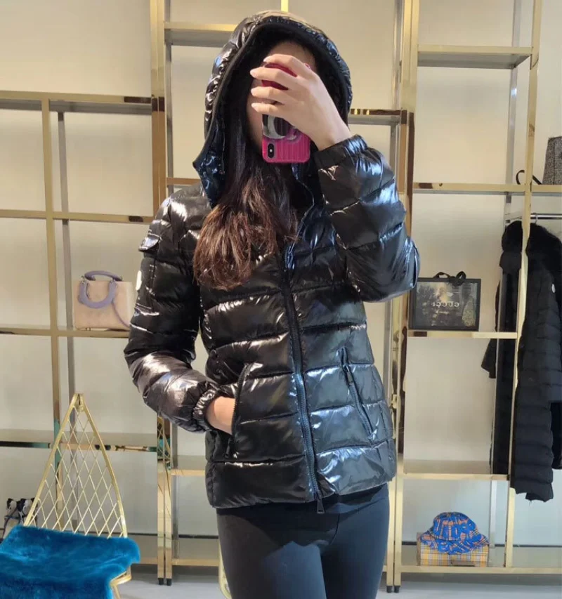 Men Women Down Jacket Winter Short Warm Coat Plus Velvet Thick Golden Classic Hooded Maya Casual Jacket
