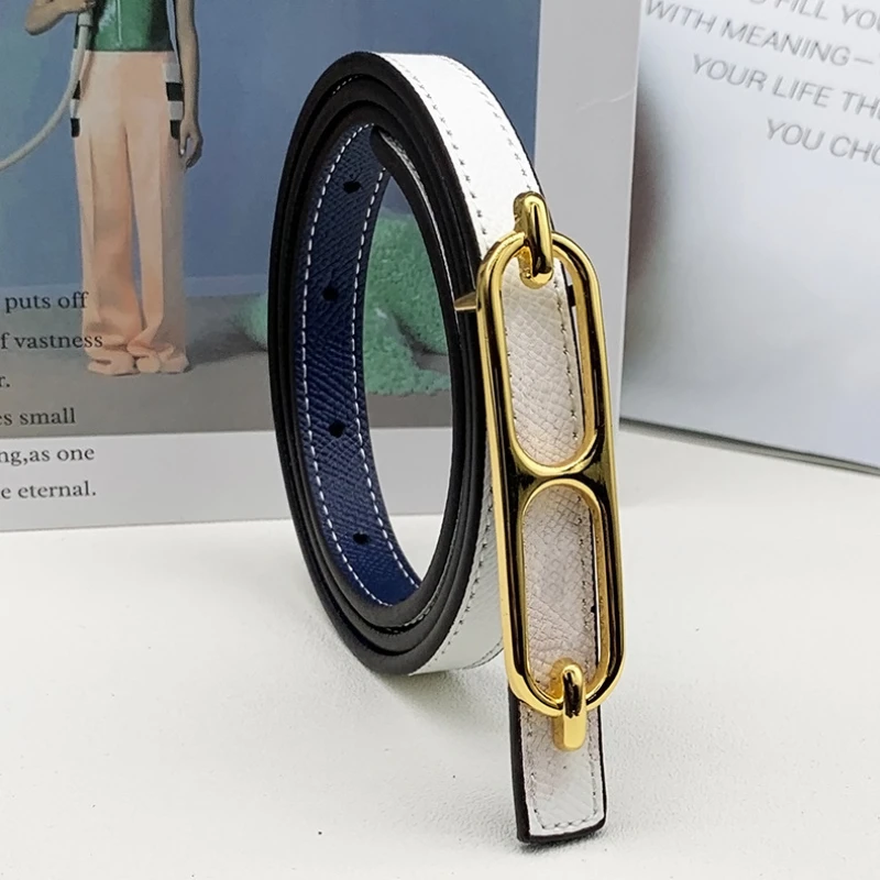 Casual Tie-in Korean Version of The Net Popular Luxury Leather Belt Ladies Fashion DressDecorative Double-sided ThinLeather Belt