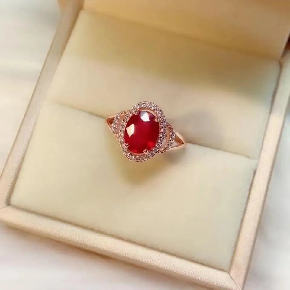 

DS Natural Ruby ring Main Stone 3 Carats Super Beautiful Pigeon Blood Red Egg Live Mouth Women Jewelry Man Ring for Men