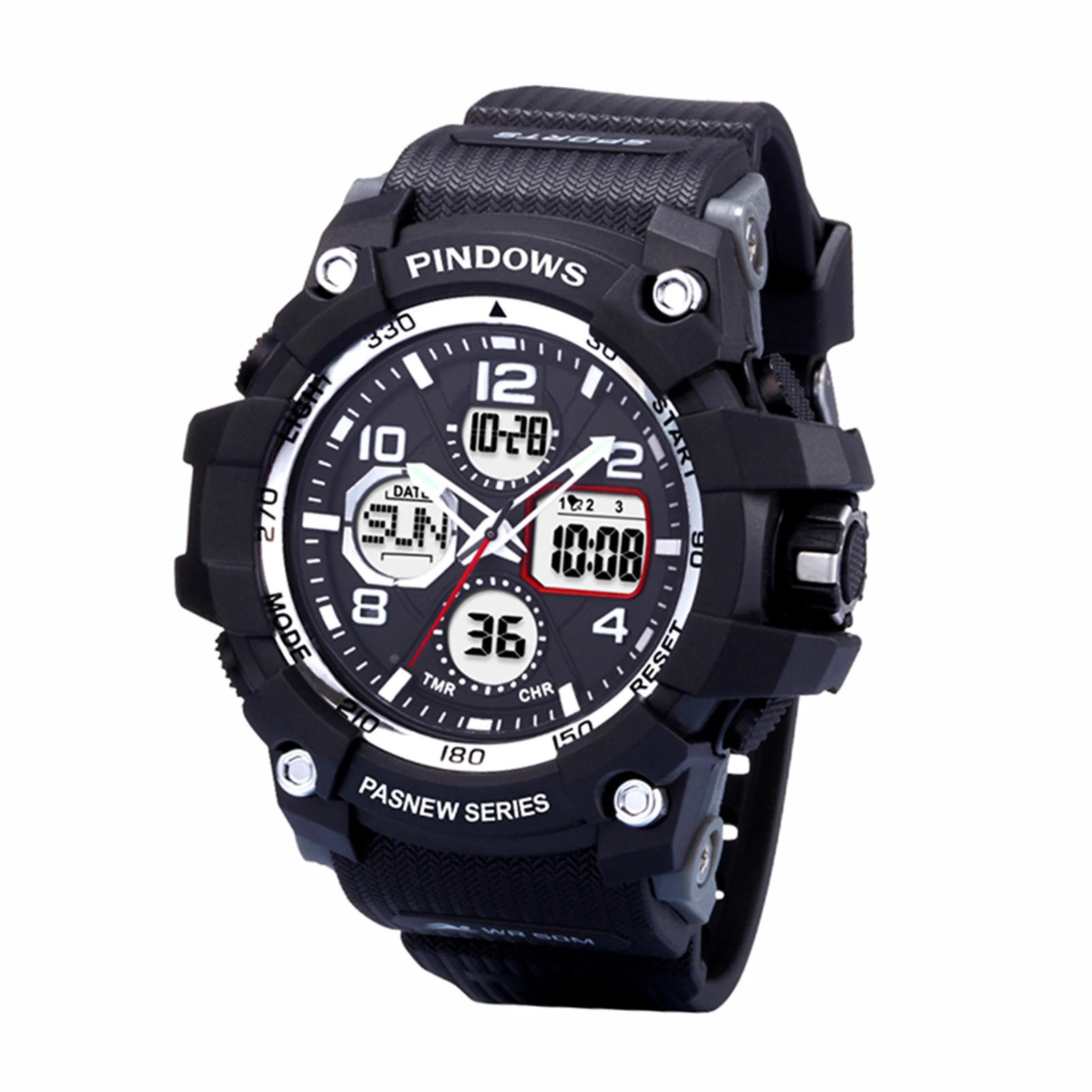 

PINDOWS Mens Watches Fashion Sports Military Quartz Digital Waterproof Swim Countdown Wristwatches Clock Man Relogio Masculino