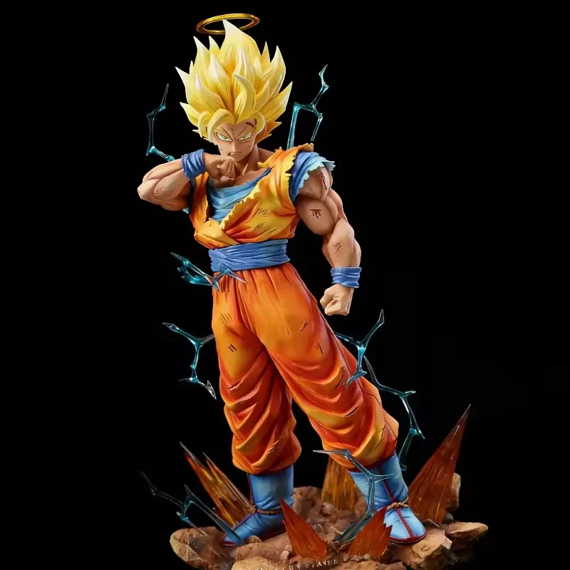 Фото Dragon Ball Z Son Goku Ssj2 Фигурка Led Base Super Saiyan 2 Goku Фигурки 30 см Коллекционная модель из ПВХ Детская игрушка Рождественский подарок №3