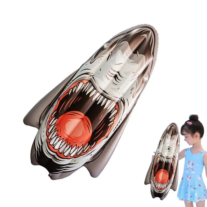 

Inflatable Surfing Board Safe Floating Mat Shark Design 2 Handles Comfortable Body Float Realistic Stable For Swimming Pools