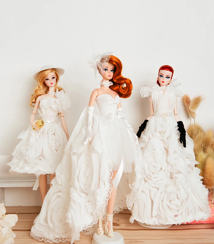 

Handmade White 1/6 BJD Doll Dress for Barbie Clothes Outfits Wedding Party Gown for Barbie Dresses 30cm Dolls Accessories Toys