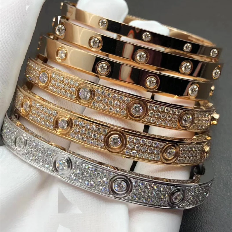 

J.hangke Brand Fashion Luxury Women Men's LOVE Bracelets Bangle Zircon Inlaid Gold Fashion Party Classic Style Couple Bracelet