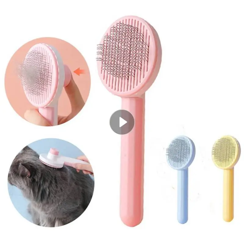 

Женская Массажная щетка для кошек, из нержавеющей стали, аксессуары для собак и кошек, самоочищающаяся щетка для удаления шерсти, товары для...