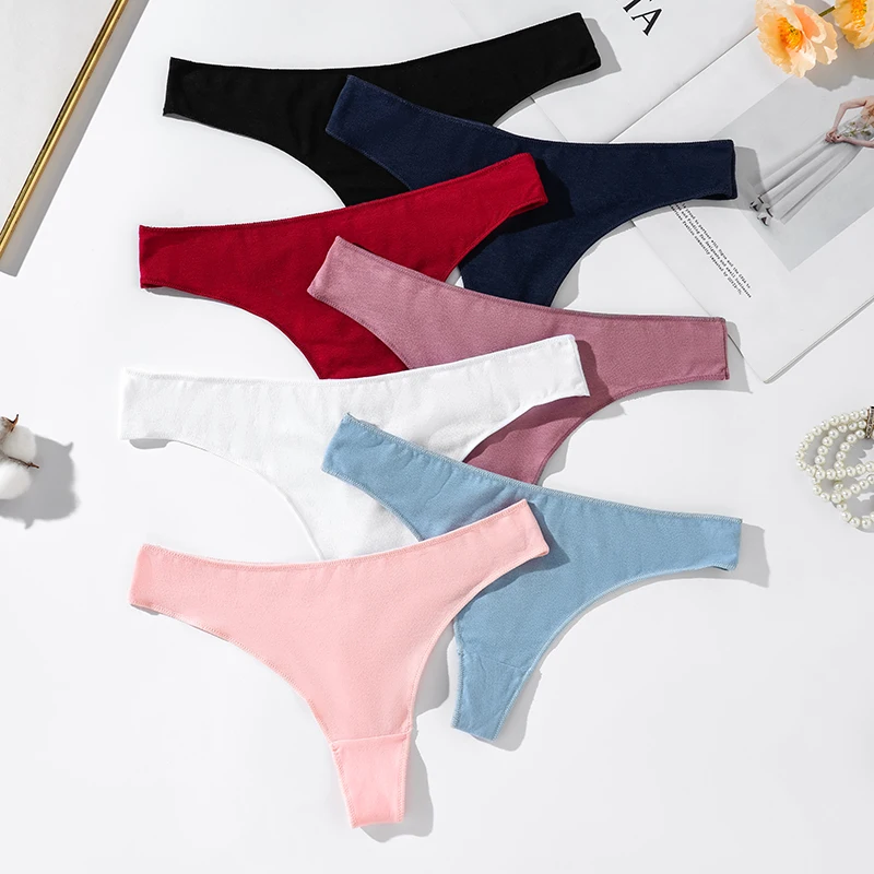 Купи Thongs Woman Small Design Cotton G String Solid Color Ladies Underwear Soft Breathable Sexy Panties Woman за 498 рублей в магазине AliExpress