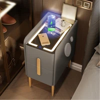 ultra narrow smart bedside table modern style wireless charging bluetooth nightstands multi functional wood side table