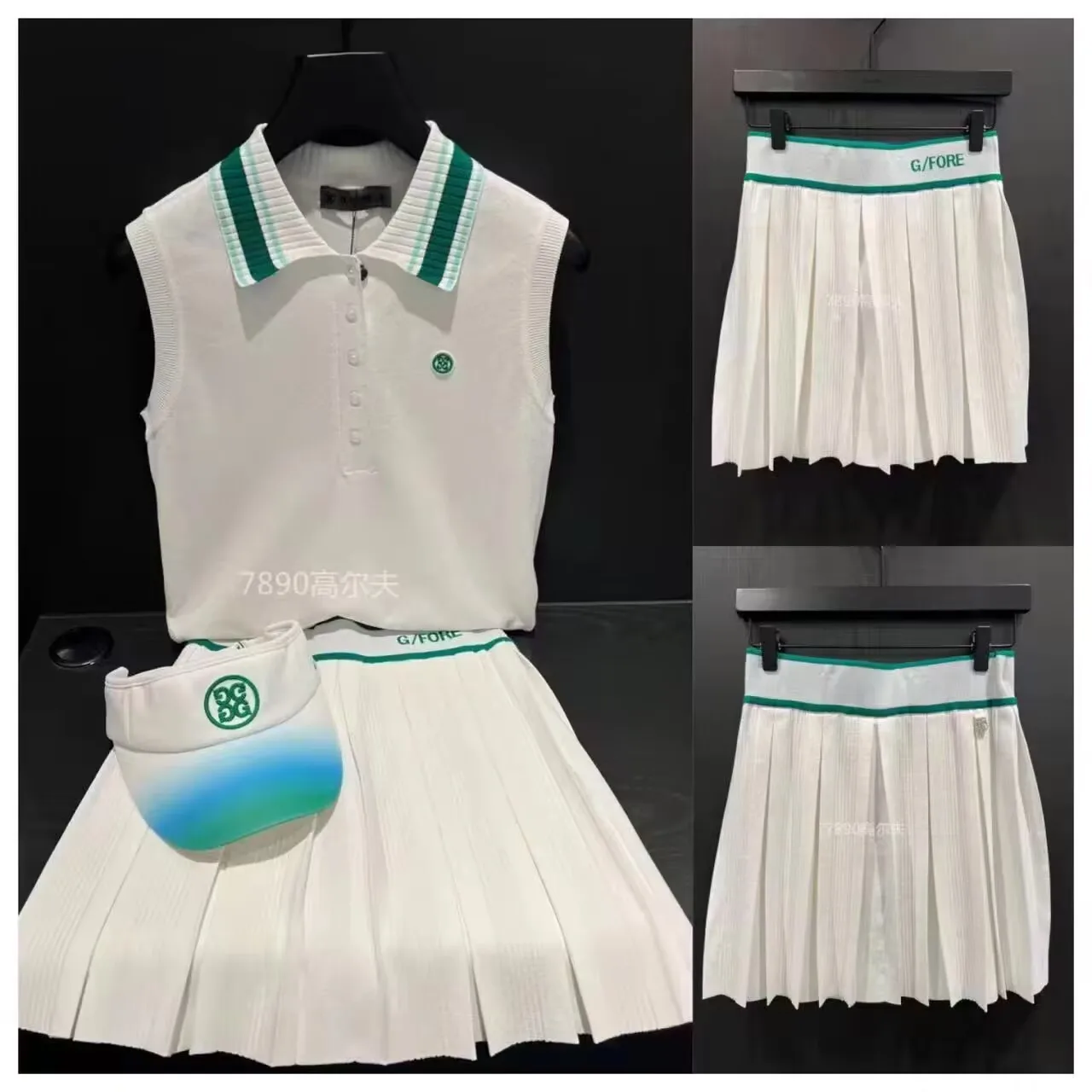 

Golf clothing women's 23 summer lapel sleeveless shirt trend top pleated skirt