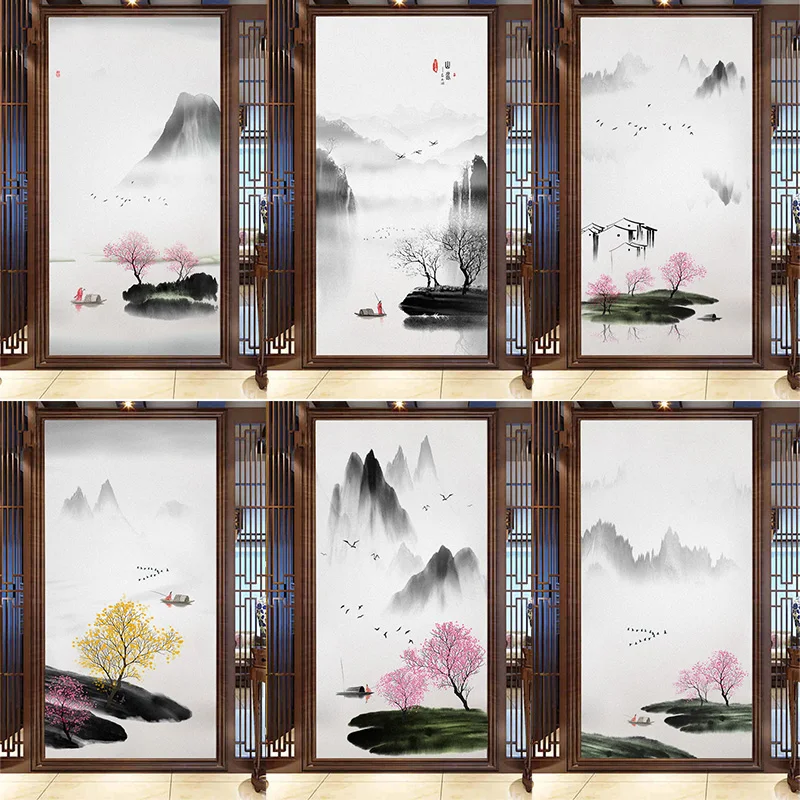 

Windows Privacy Film Church Style Stained Glass Window Stickers Static Cling Decorative Frosted Window Films Customized Size