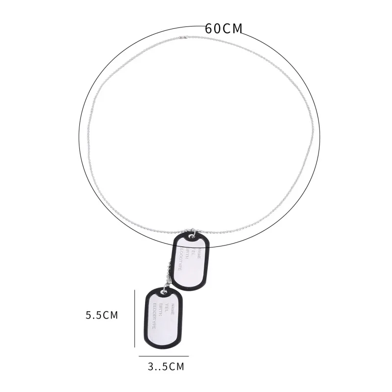 

Модное черное военное ожерелье Четырехрядные буквы двухрядные Жетоны для собак цепь мужское ожерелье с подвеской металлическая цепочка для мужчин