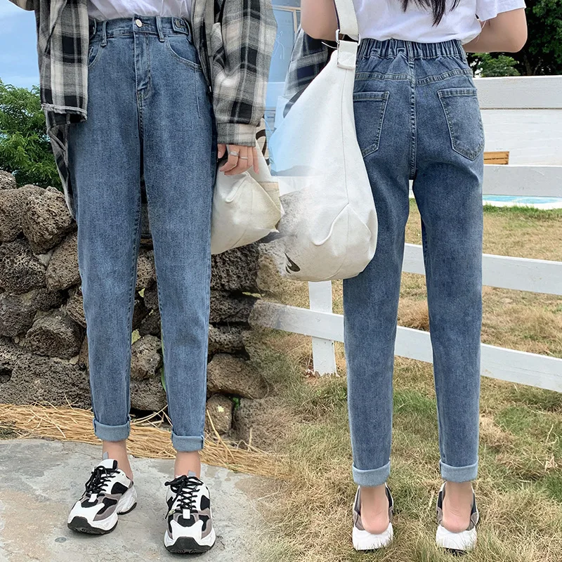 Стрейч-джинсы с высокой талией женские весенне-осенние модные прямые