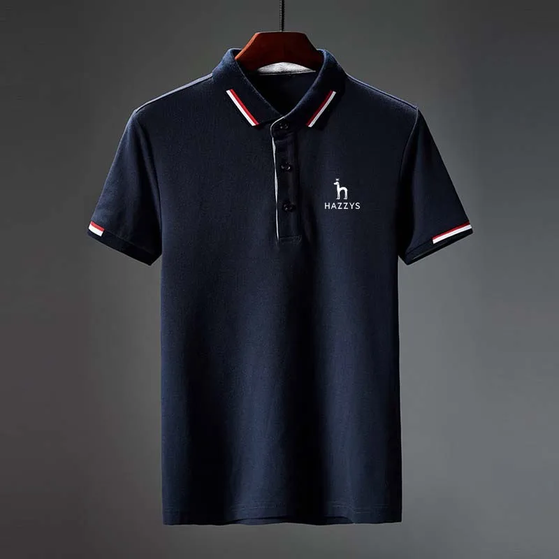 

2023 Men's HAZZYS Golf Wear Men Polo Clothing Horse Summer T Shirt Plaid Solid Color Short Sleeve Casual Business Sports