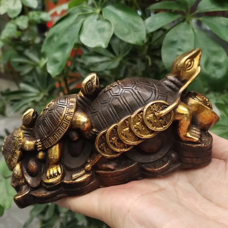 

Collection of Antique Bronze Ware, Brass Gilded Gold, Fu Lu, Shou Generation, Bronze Turtle, Turtle, Wine Cabinet, Decoration of