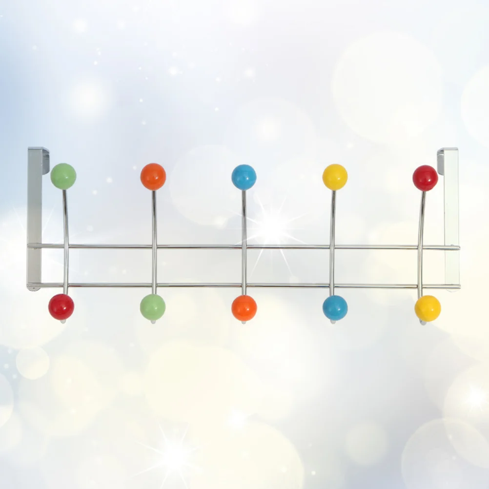 

2PCS Over The Door Hook Rack Iron Ceramics Knobbed Beads Hanger for Coat Bags