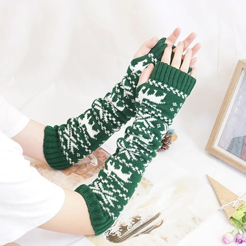 

Casual Xmas Elk Mitten Long Sleeve Women Men Office Touch-screen Typing Glove