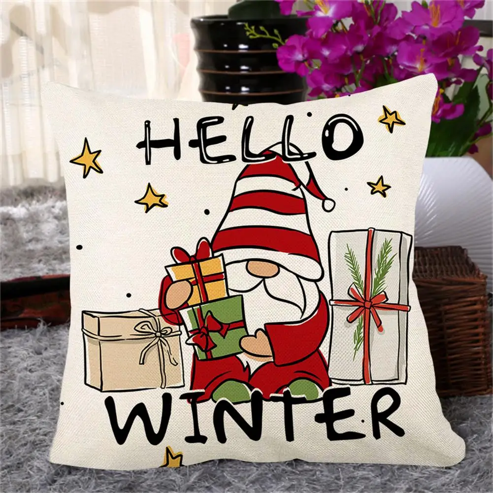 

Xmas Pillow Case Portable Throw Pillow Cover Square Protective Fashion Christmas Santa Claus Pattern Cushion Case