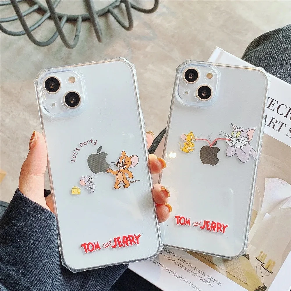 

Bandai Funny Cat and Mouse Creative Tom and Jerry Clear Silicon Phone Case For iPhone 7 8Plus XR Xs XsMax 11 12 13 Pro Max Cas