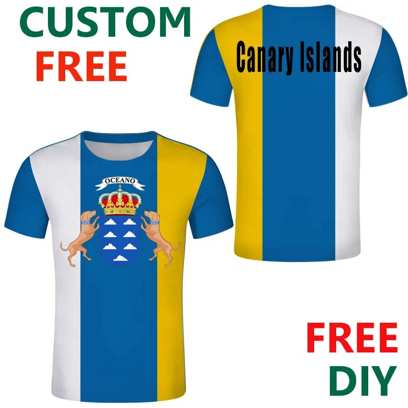 

Canary Islands Republic MEN T Shirt Free Custom CanariesFlag T Shirt ISLAS CANARIAS Espanol Young Man SPAINISH Clothes