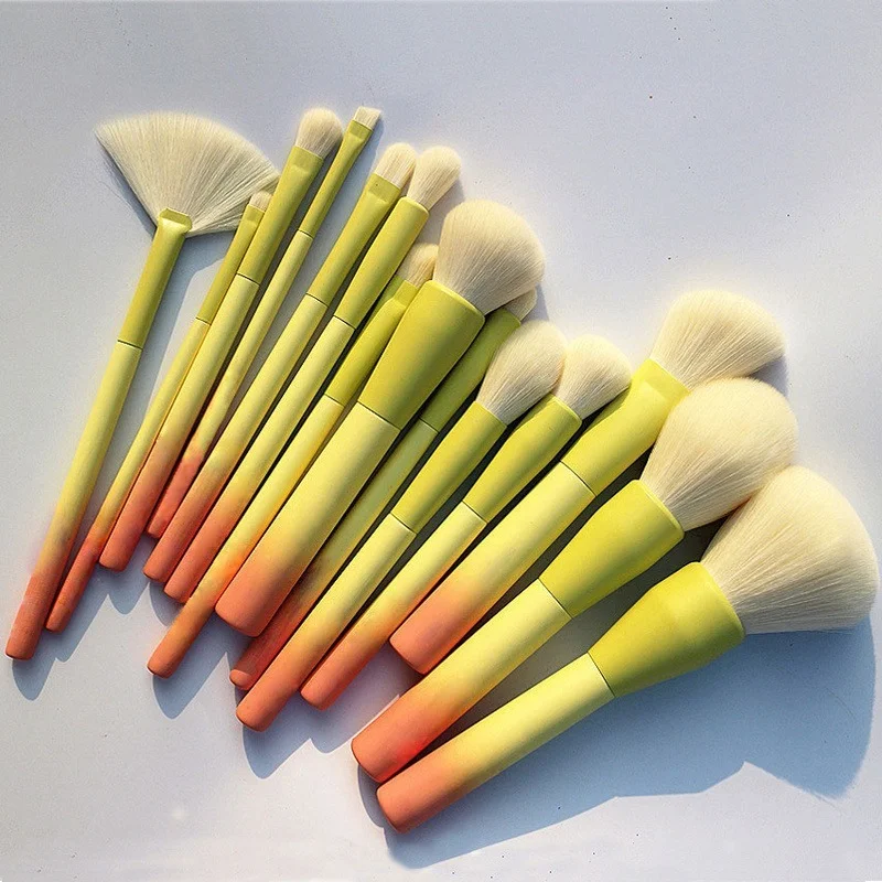 

14 Makeup Brushes Set Professional Gradient Soft Makeup Powder Mixed Foundation Eye Shadow Blush Brush Set Makeup Tools