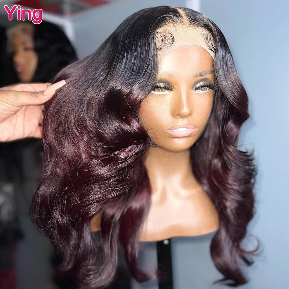Ying Hair Deep Burgundy Ombre 5x5 Transparent Lace Wig  13x4 Lace Front Wig 10A Remy Human Hair 13x6 Lace Front Wig PrePlucked