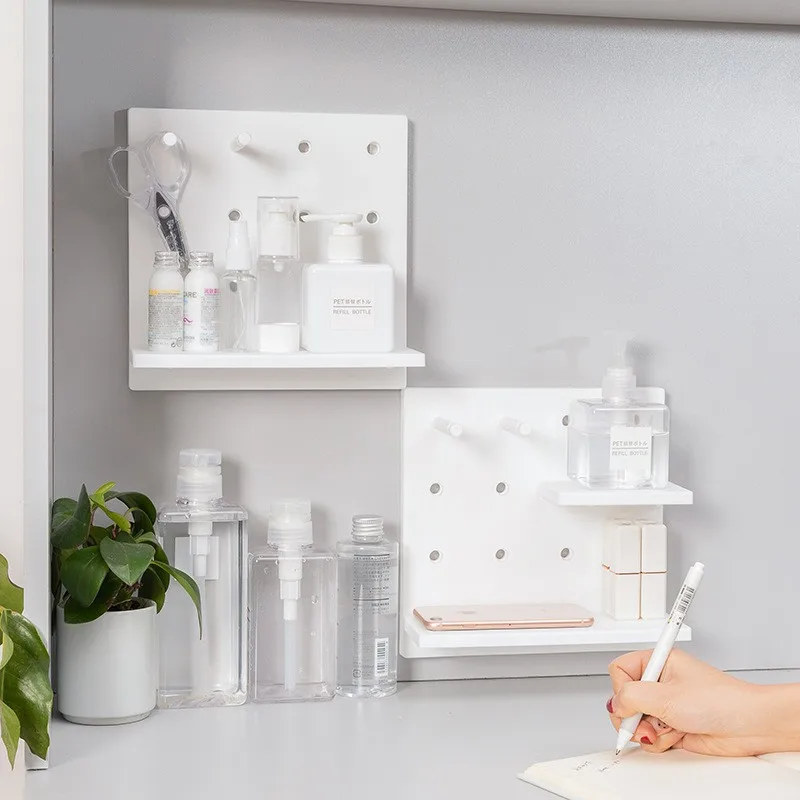 

Wall Pegboard Storage Rack Room Decor Plastic Hole Board Wall Shelf Storage Rack Organizer Home Kitchen Bedroom Hanging