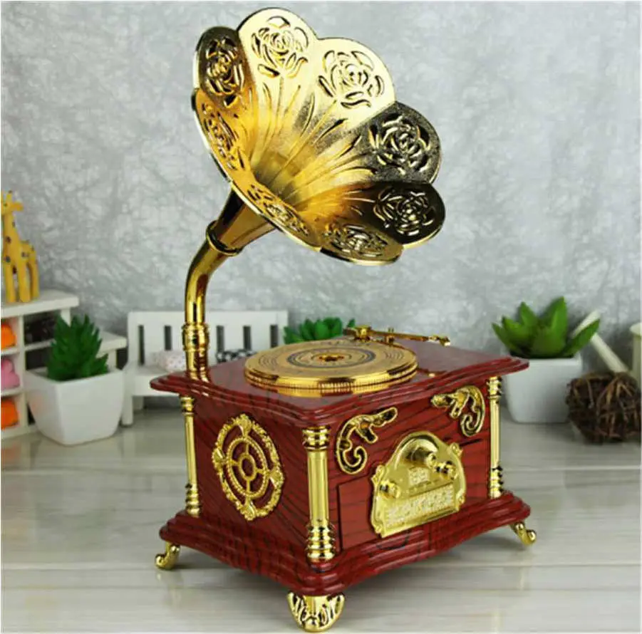 

Nostalgic Design Winding And Drawers Gramophone Music Box (brown) Ergonomic Design Practical Products