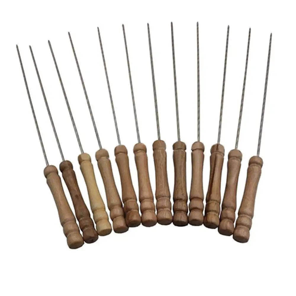 10/12 Pcs Outdoor Picnic BBQ Barbecue Skewers Roast Stick Stainless Steel Needle BBQ Tools
