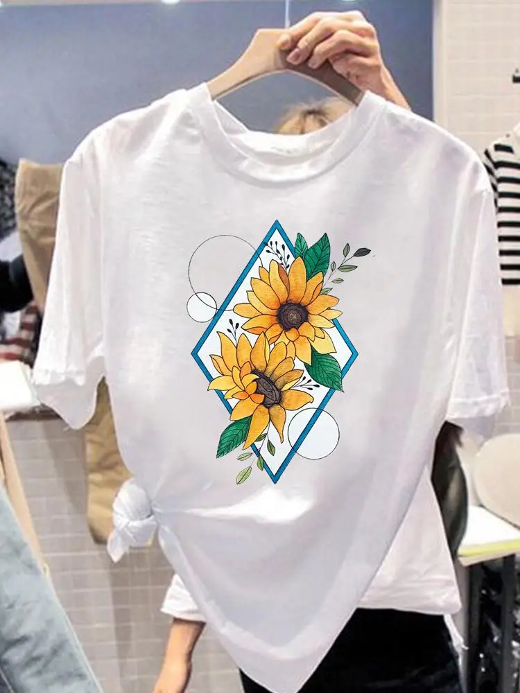 

Summer T Clothing Flower Cute 90s Style T-shirts Short Sleeve Women Print Fashion Casual Clothes Ladies Female Graphic Tee
